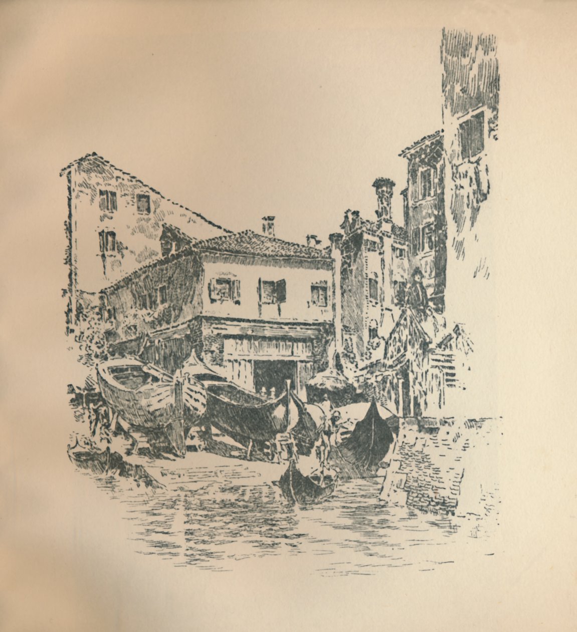 Hajóépítés, Velence, 1905, 1925. alkotó: Joseph Pennell