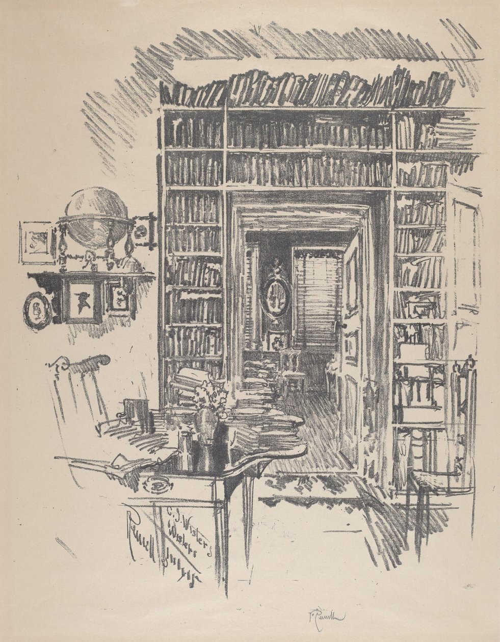 Dr. Wister könyvtárszobája alkotó: Joseph Pennell