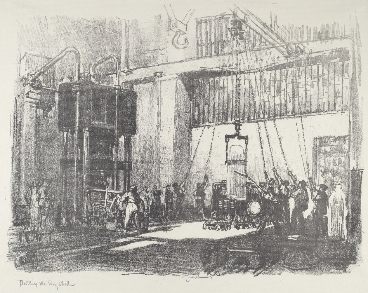 A nagy kagyló palackozása, 1916. alkotó: Joseph Pennell