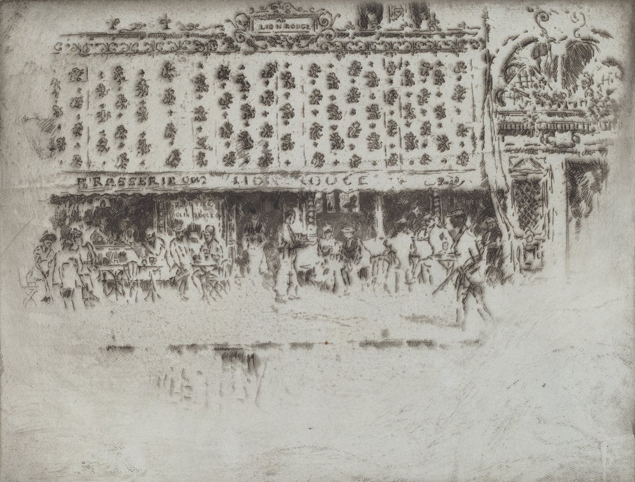 Söröző, Au Lion Rouge, 1893. alkotó: Joseph Pennell