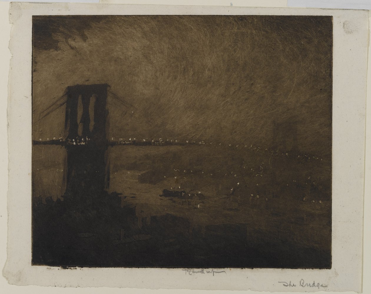 Brooklyn Bridge at Night, 1922 alkotó: Joseph Pennell