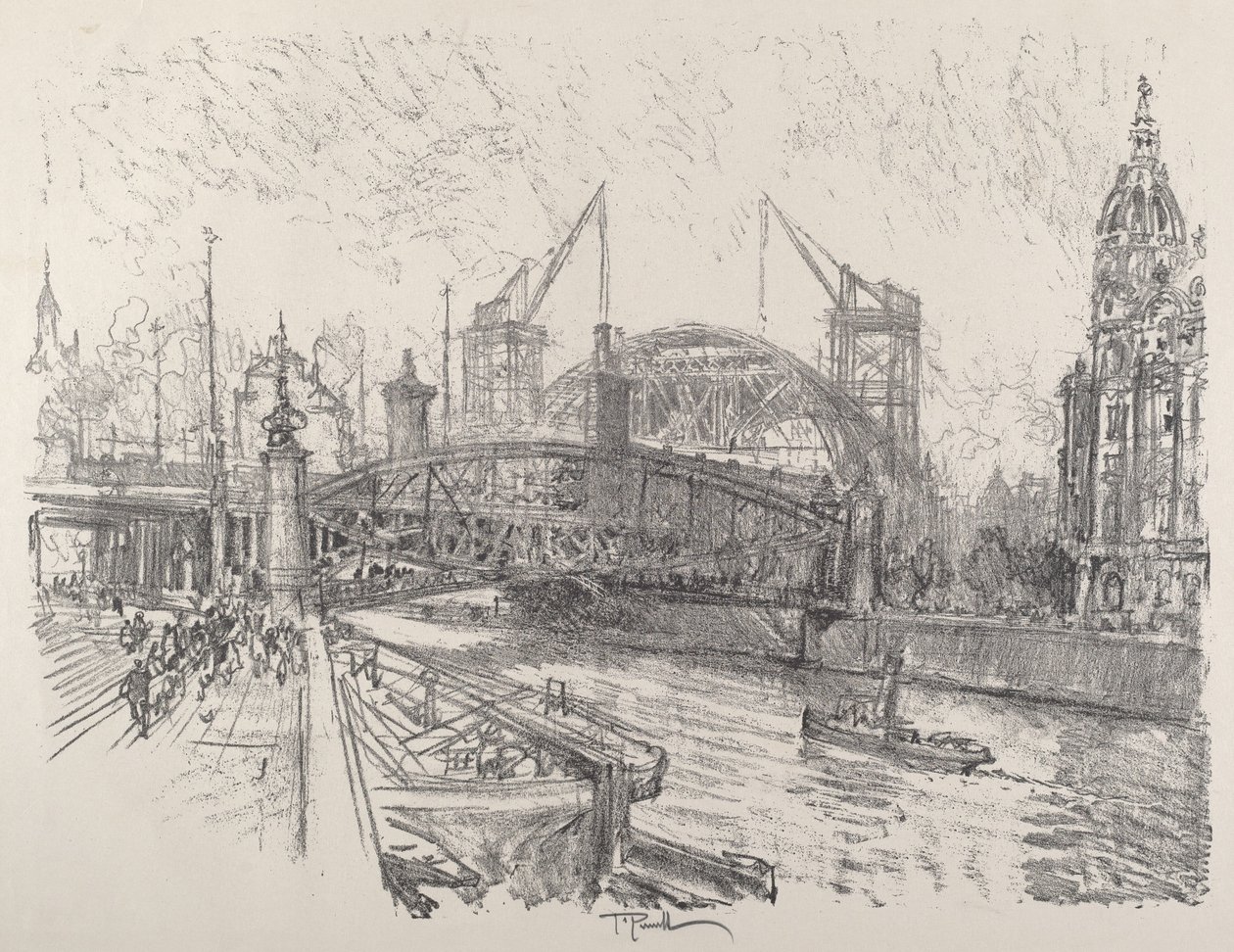 A Friedrichstrasse állomás építése alkotó: Joseph Pennell