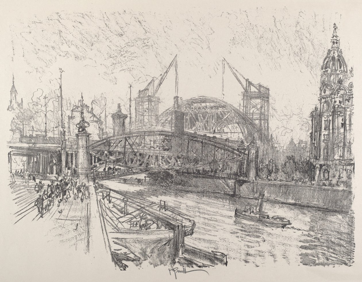 A Friedrichstrasse állomás építése alkotó: Joseph Pennell