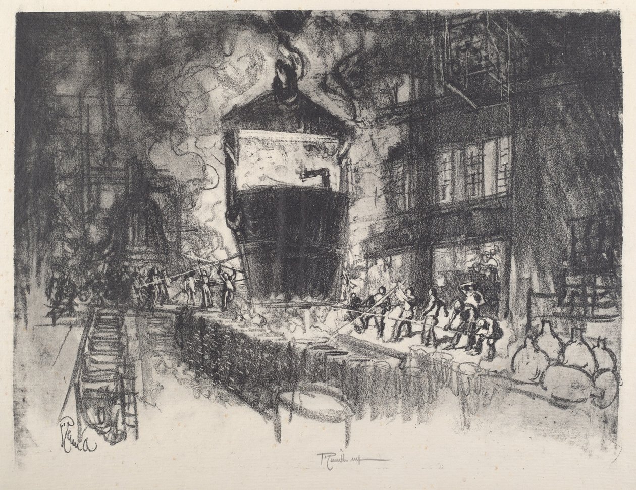 Kagylók öntése, 1917. alkotó: Joseph Pennell