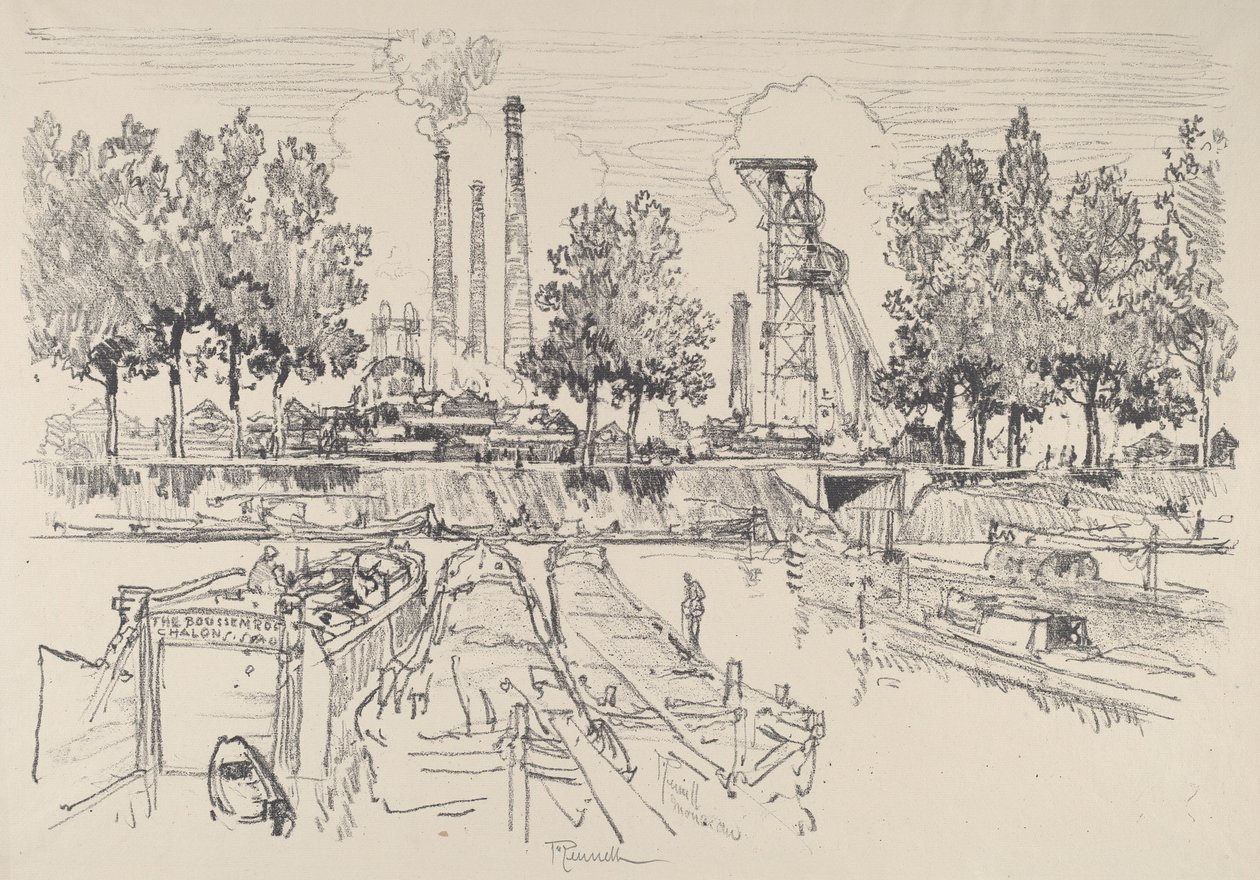 Szénbányák, Monceau, Franciaország, 1911. alkotó: Joseph Pennell
