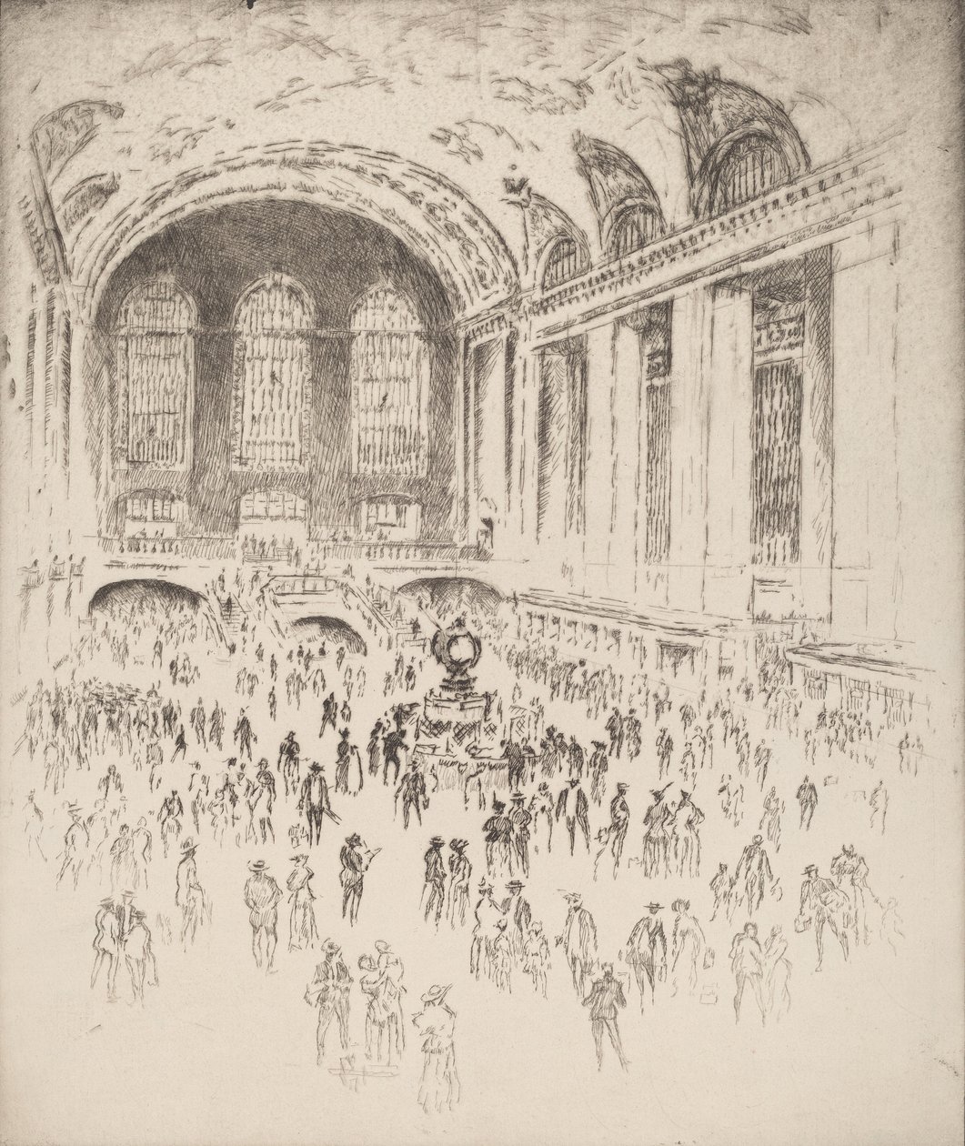 Concourse, Grand Central, New York, 1919. alkotó: Joseph Pennell
