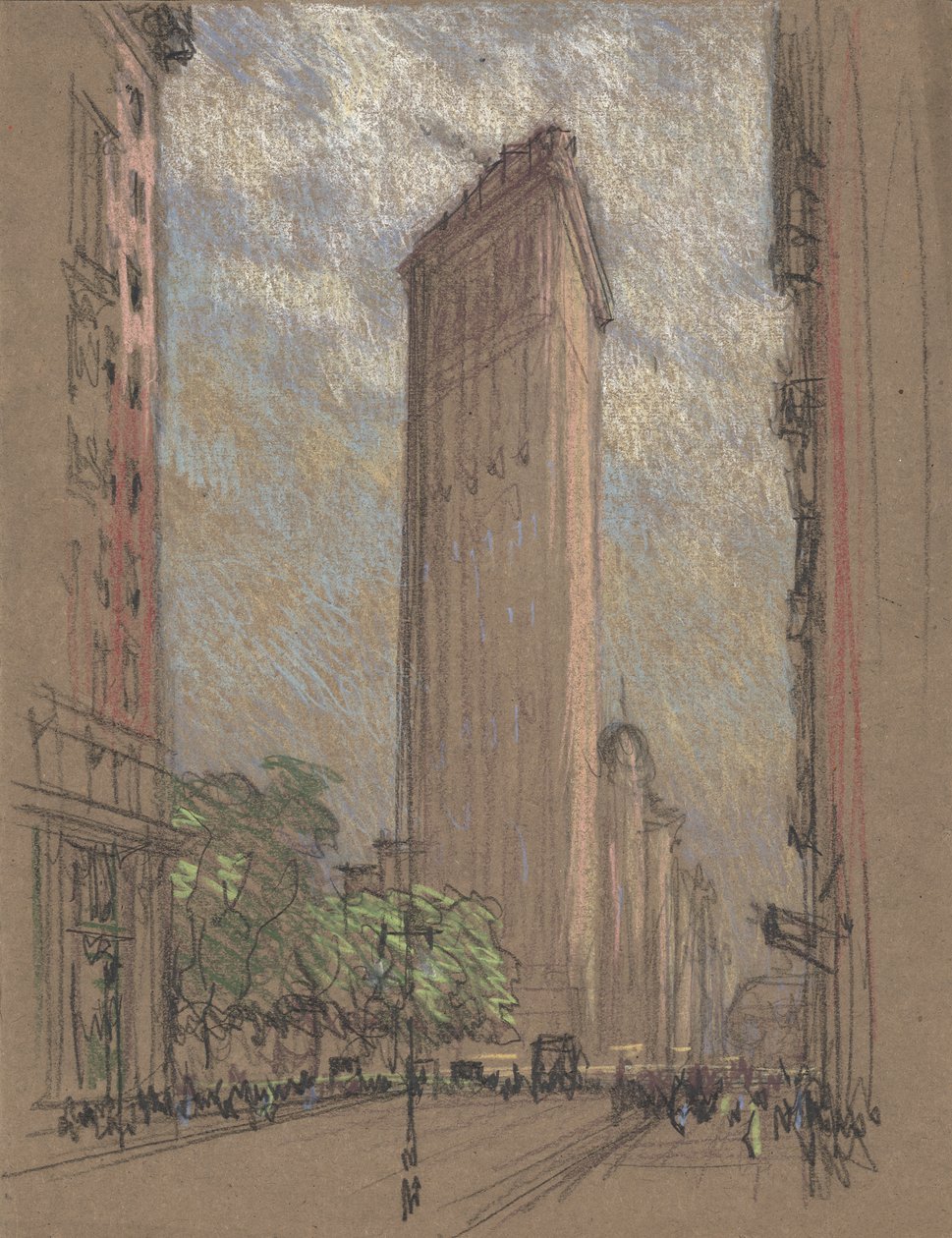 Pennell rajza a Flatiron épületről, 1904 körül (ceruza és zsírkréta papíron) alkotó: Joseph Pennell
