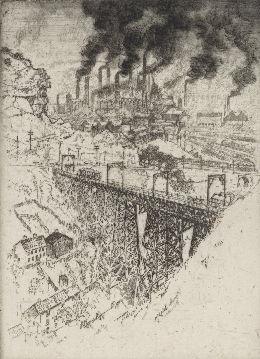 Edgar Thomson Works, Bessemer, 1909. alkotó: Joseph Pennell