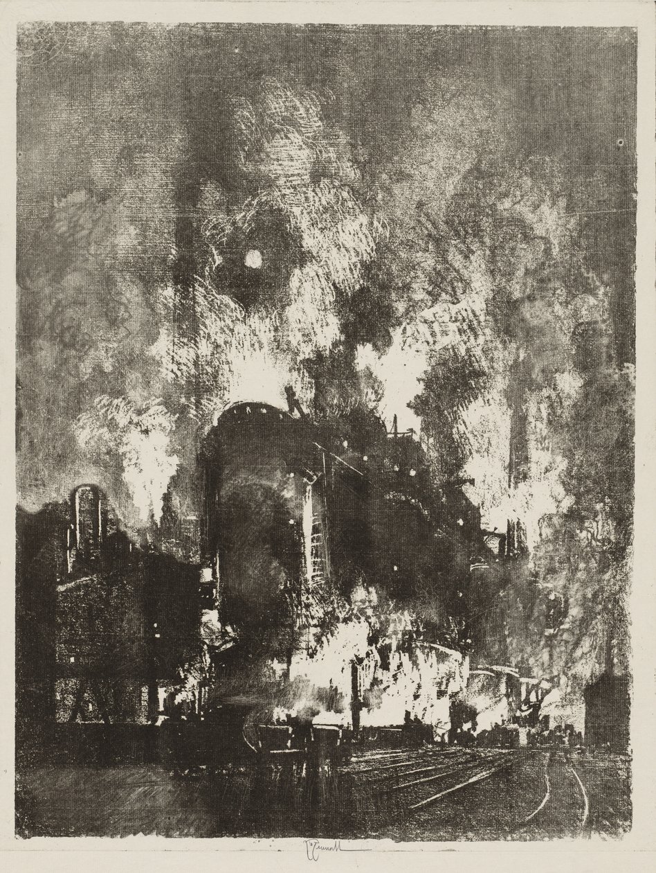 Angol háborús munka: Furnaces at Night alkotó: Joseph Pennell