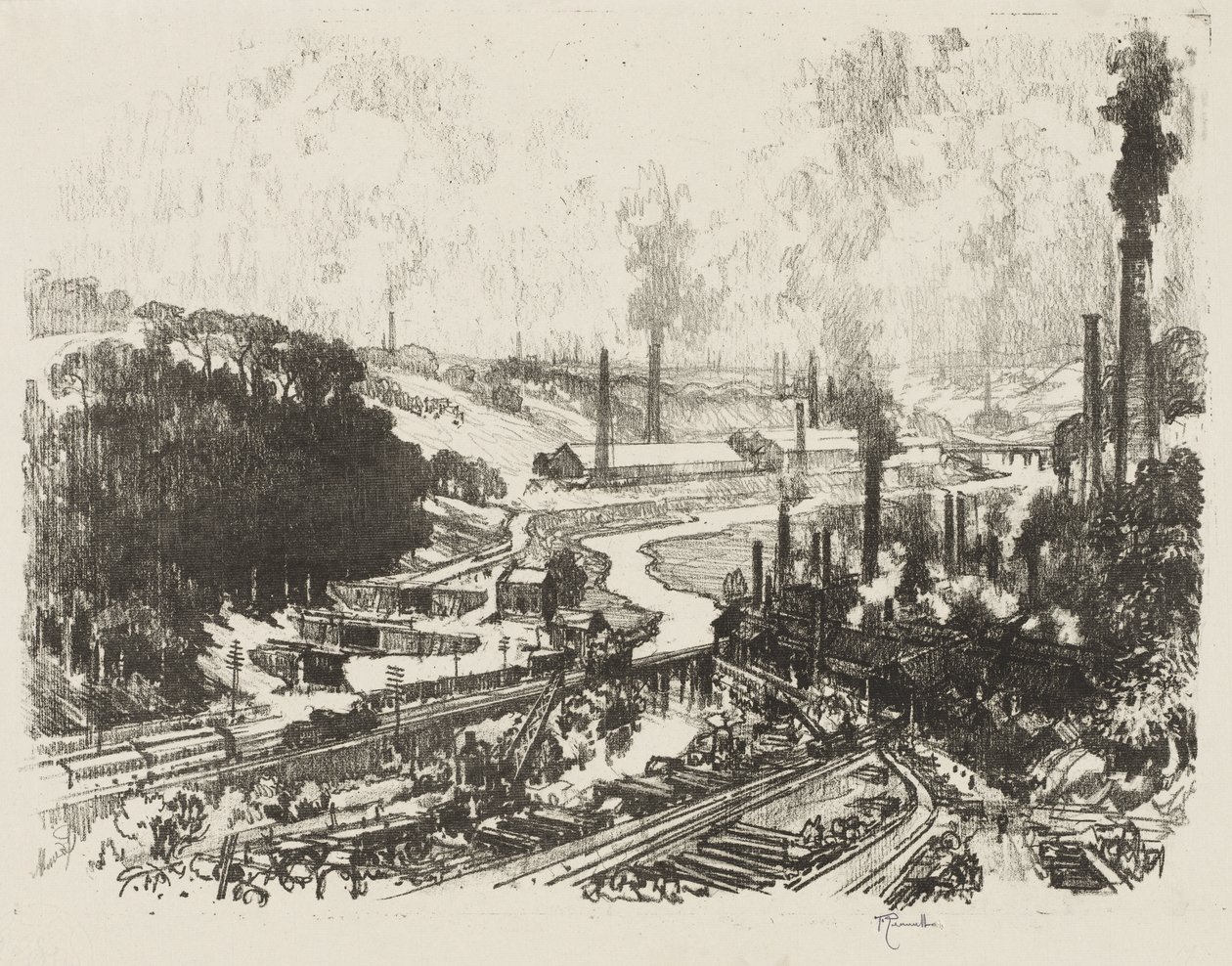 Angol háborús munka: Munition Works alkotó: Joseph Pennell