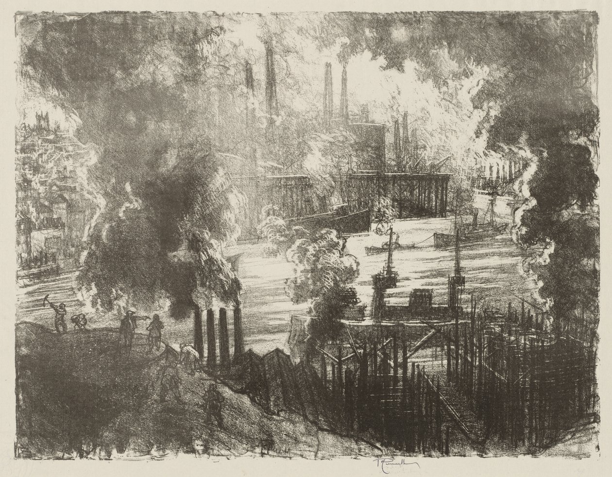 Angol háborús munka: Munitions River alkotó: Joseph Pennell