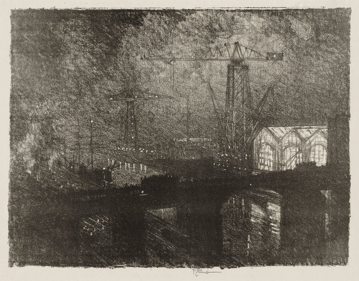 Angol háborús munka: The Shops at Night, Changing Shifts alkotó: Joseph Pennell