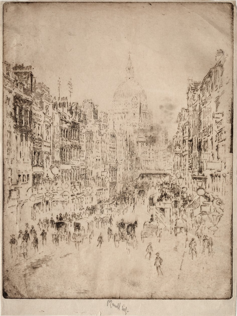 Fleet Street, St. Pauls-ig, 1896. alkotó: Joseph Pennell