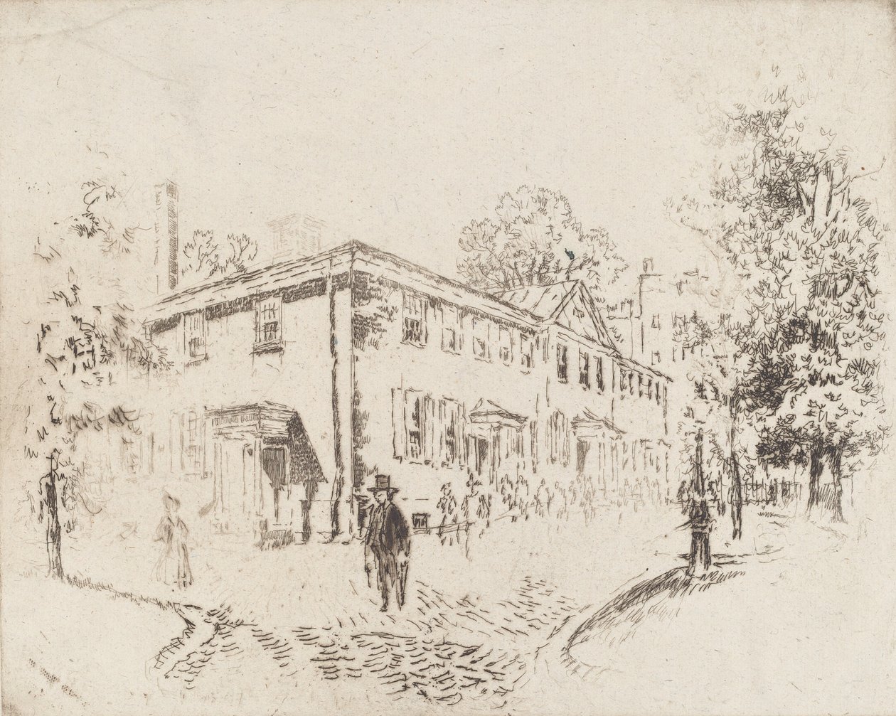 Fourth Street, Meeting House, Philadelphia, 1920. alkotó: Joseph Pennell