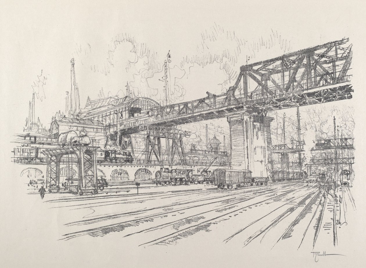 Gleisdreieck, 1921. alkotó: Joseph Pennell