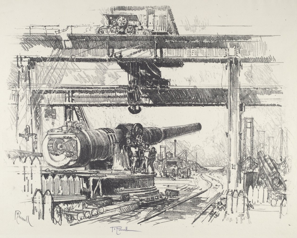Fegyverpróba, 1916. alkotó: Joseph Pennell