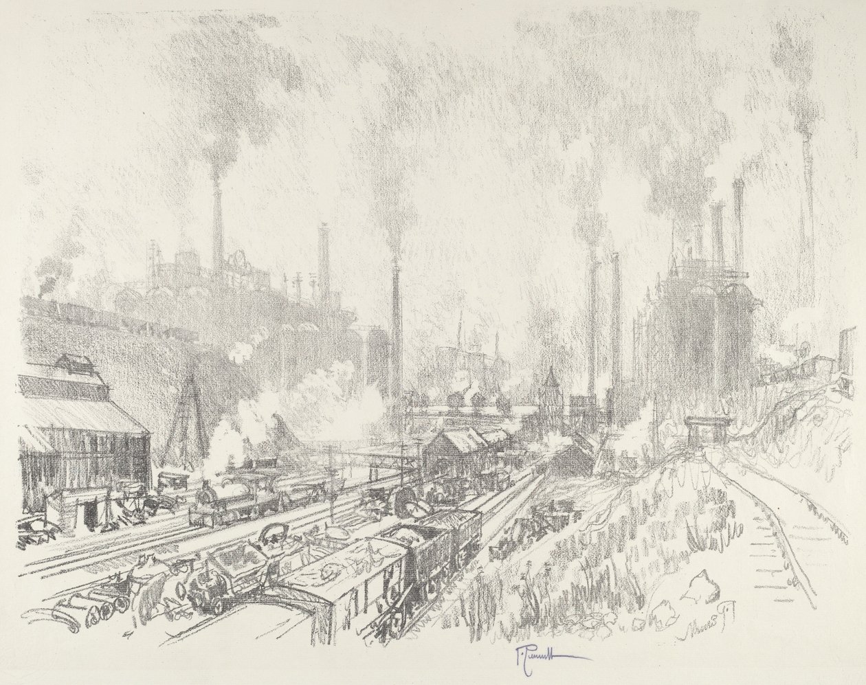 A vas és acél földjén, 1916. alkotó: Joseph Pennell