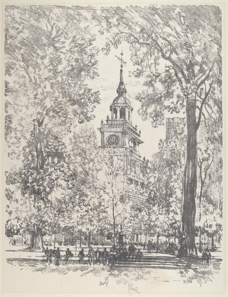 A Függetlenség tere és az Állami Ház, 1912. alkotó: Joseph Pennell