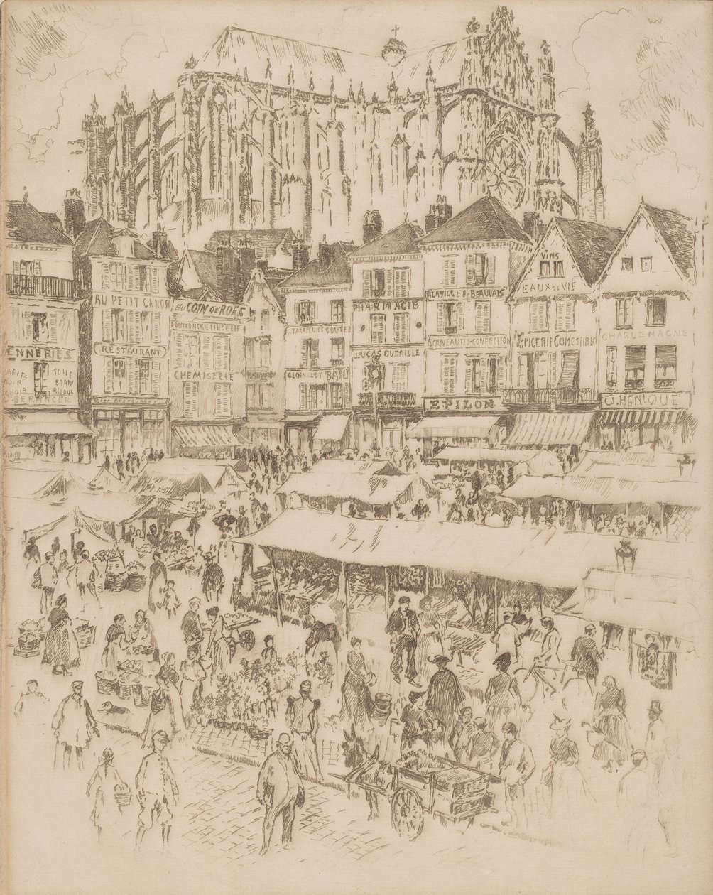 Hely, Beauvais, 1907. alkotó: Joseph Pennell