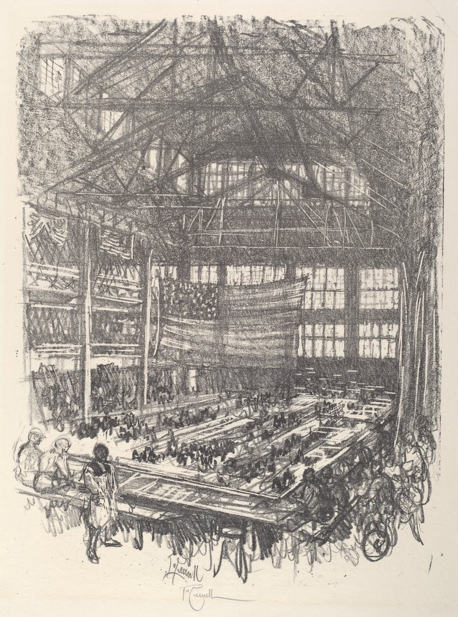 Puskák készítése, 1917. alkotó: Joseph Pennell