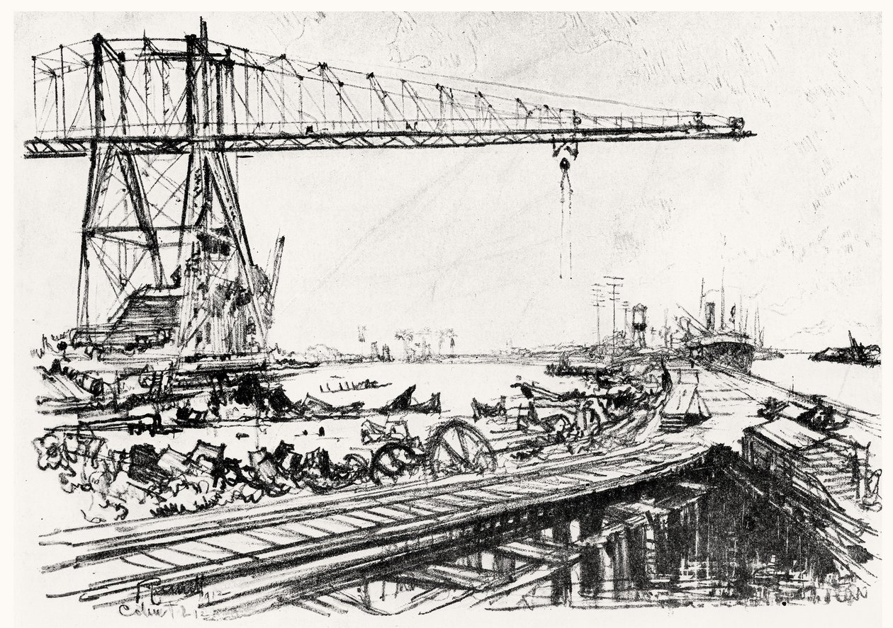 Mount Hope, II. lemez a Panama-csatornából, Joseph Pennell, 1912 (szén) alkotó: Joseph Pennell