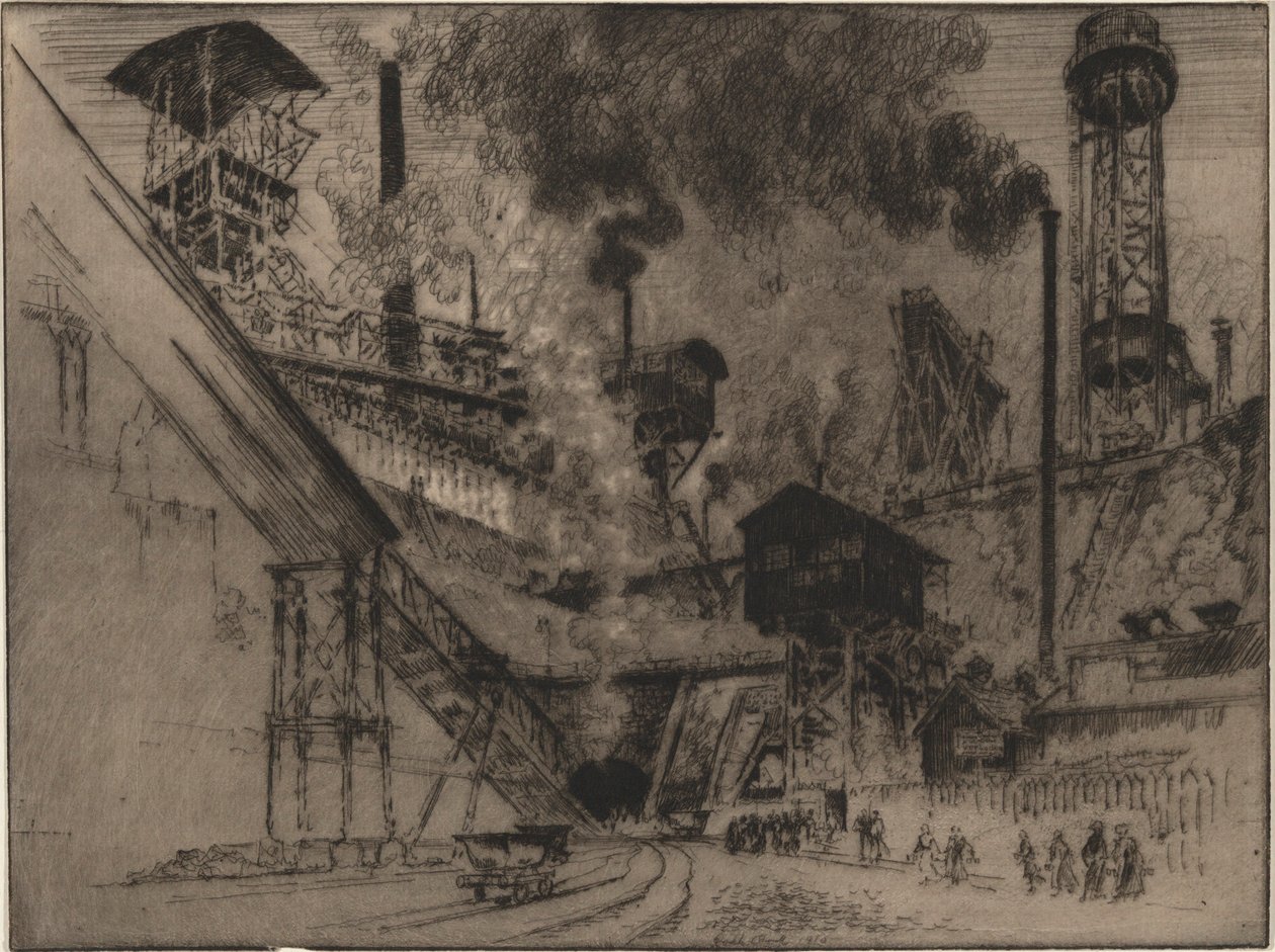 A bánya torkolata, Ruhrort Oberhausen közelében alkotó: Joseph Pennell