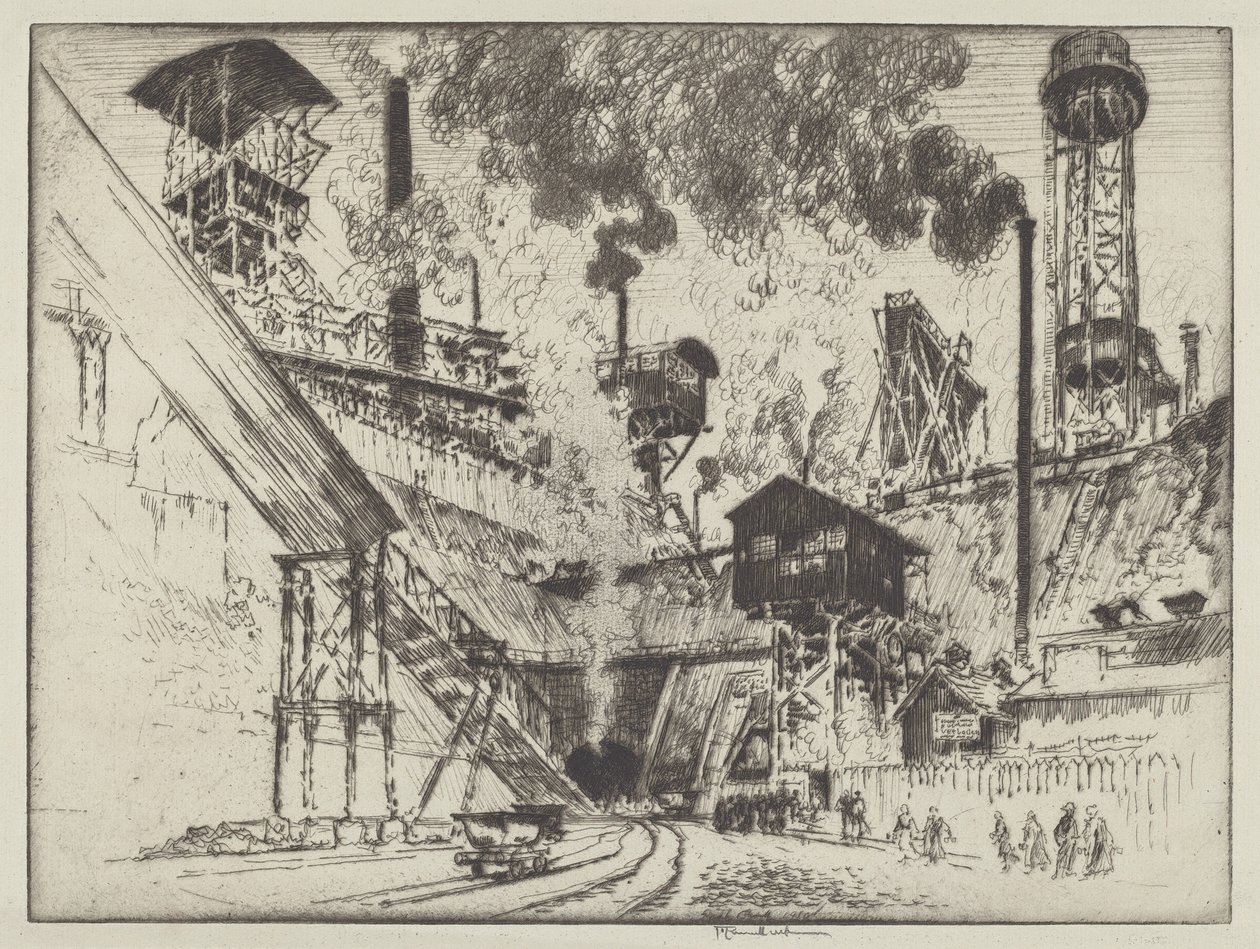Bánya torkolata, Ruhrort Oberhausen közelében alkotó: Joseph Pennell