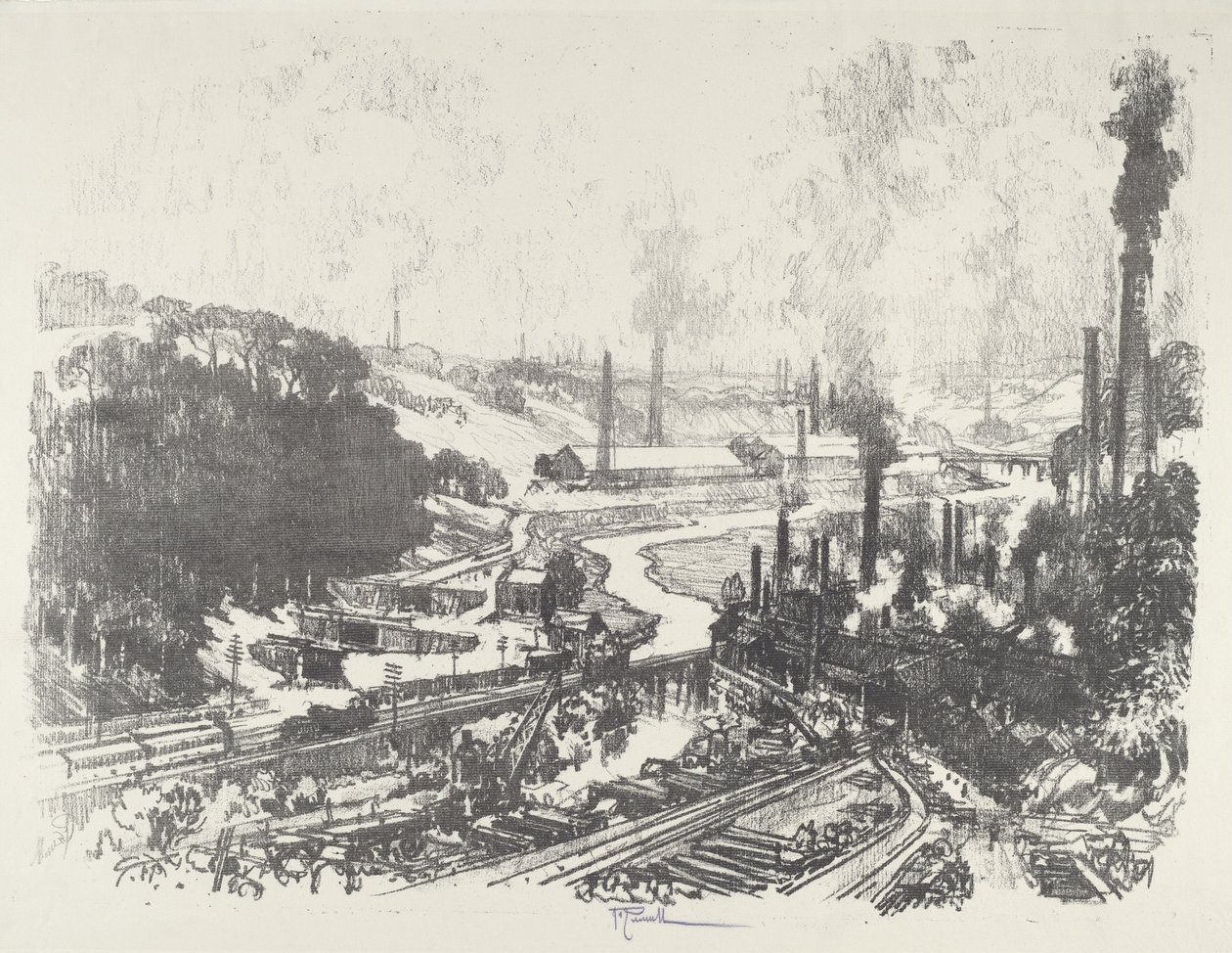 Lőszergyárak, 1916. alkotó: Joseph Pennell