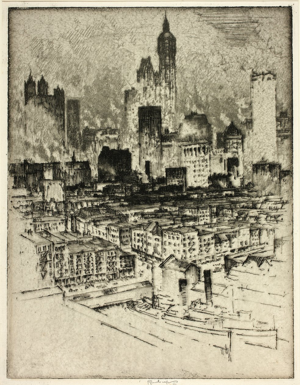 New York, a Brooklyn Bridge-ről alkotó: Joseph Pennell