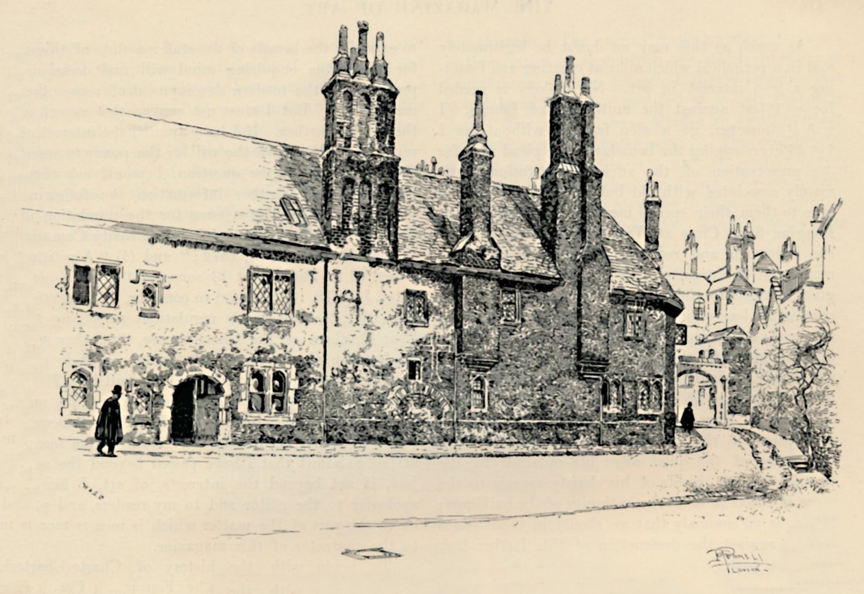 Régi Charterhouse: A Washhouse Court külső homlokzata a belső átjáróval, 1886 alkotó: Joseph Pennell