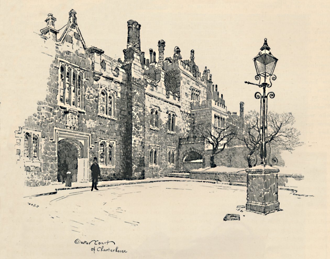 Old Charterhouse: The Masters Court, 1886 alkotó: Joseph Pennell