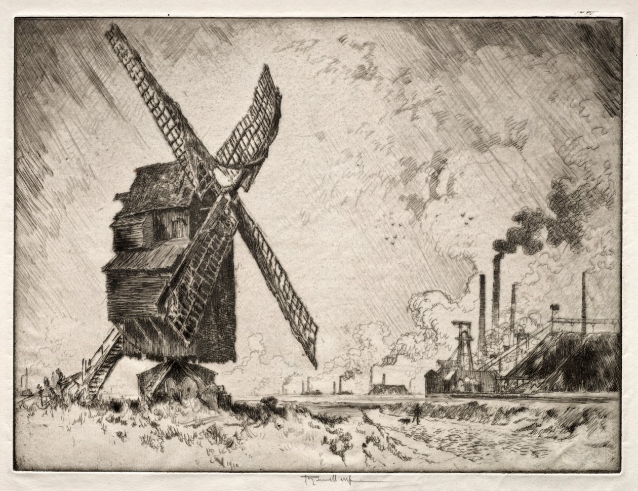 Old and New Mills, Valenciennes, Franciaország alkotó: Joseph Pennell