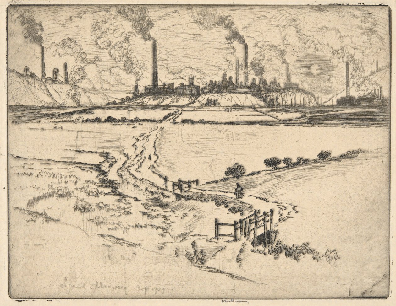 Potlands, Longport, 1909. szeptember (Stokes?) alkotó: Joseph Pennell