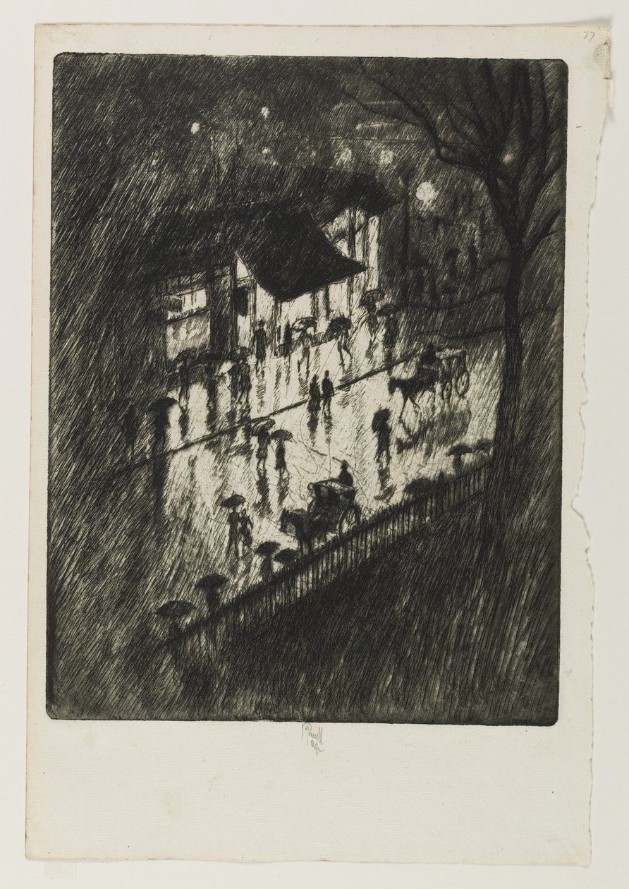 Rainy Night, Charing Cross Shops, 1903 alkotó: Joseph Pennell