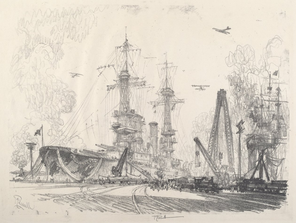 Kezdésre készen, 1917. alkotó: Joseph Pennell