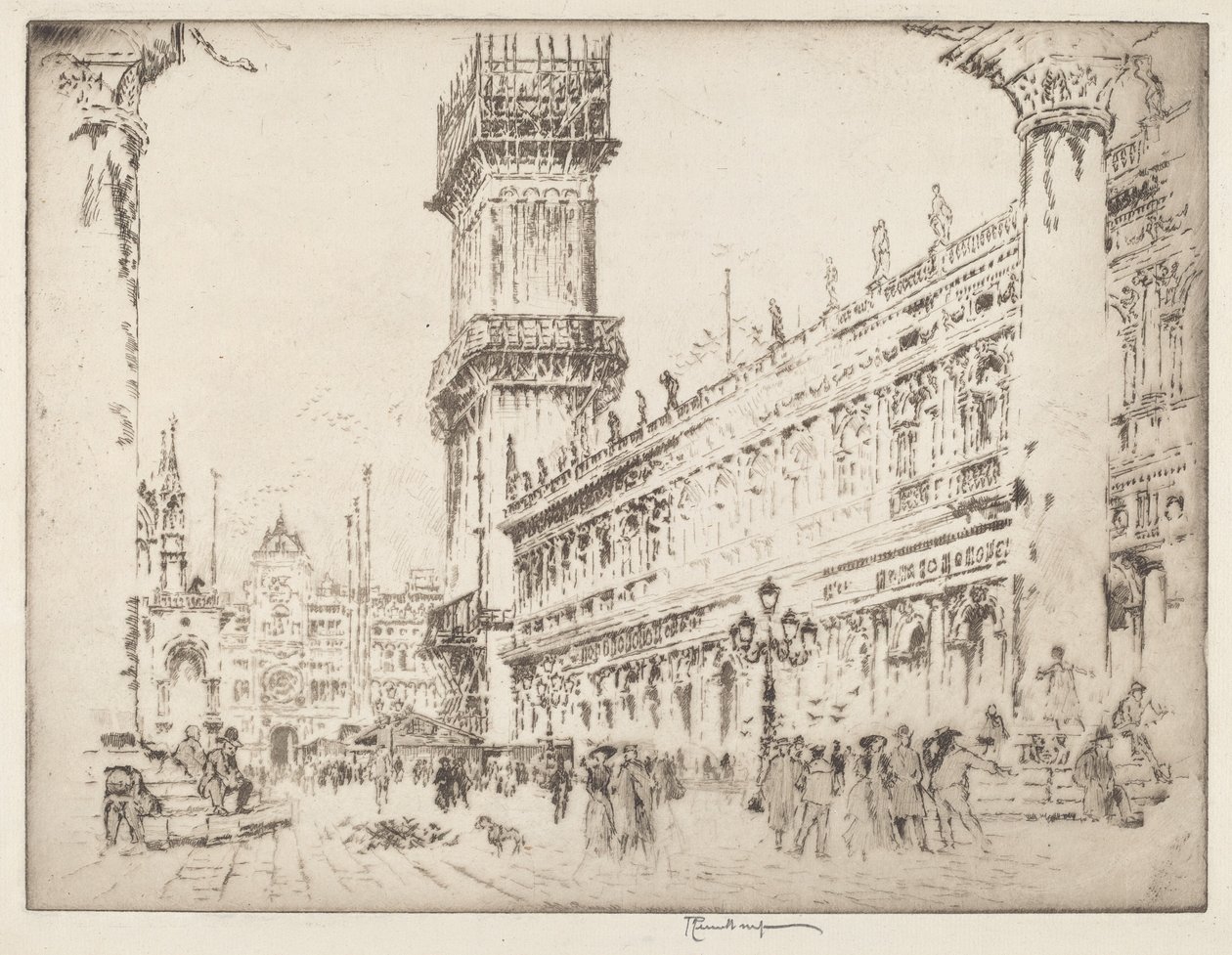 A Campanile újjáépítése, Velence, II. sz alkotó: Joseph Pennell