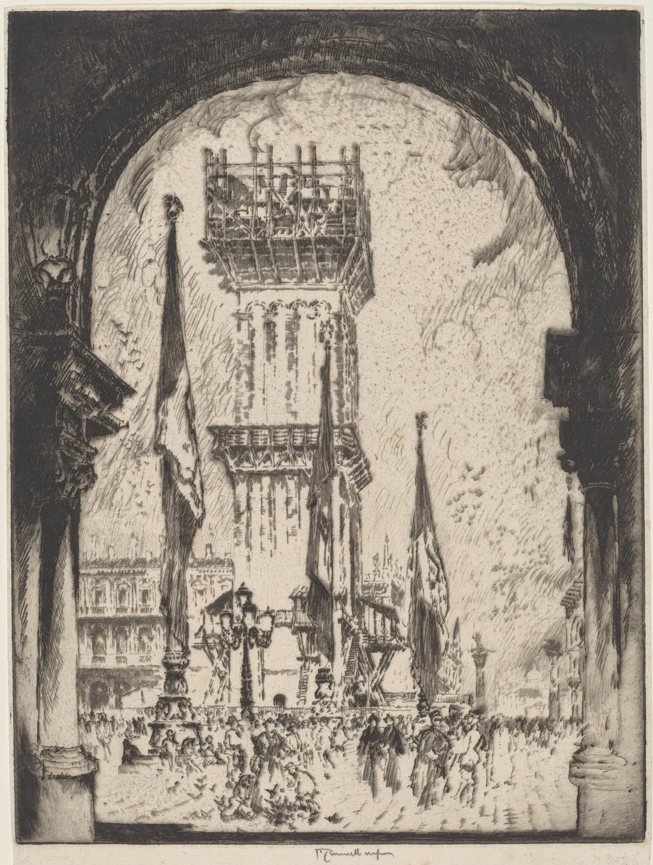 A Campanile újjáépítése, Velence, No.I alkotó: Joseph Pennell