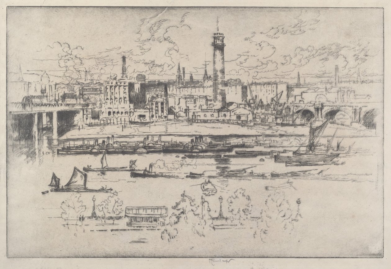 Shot Tower a hidak között alkotó: Joseph Pennell
