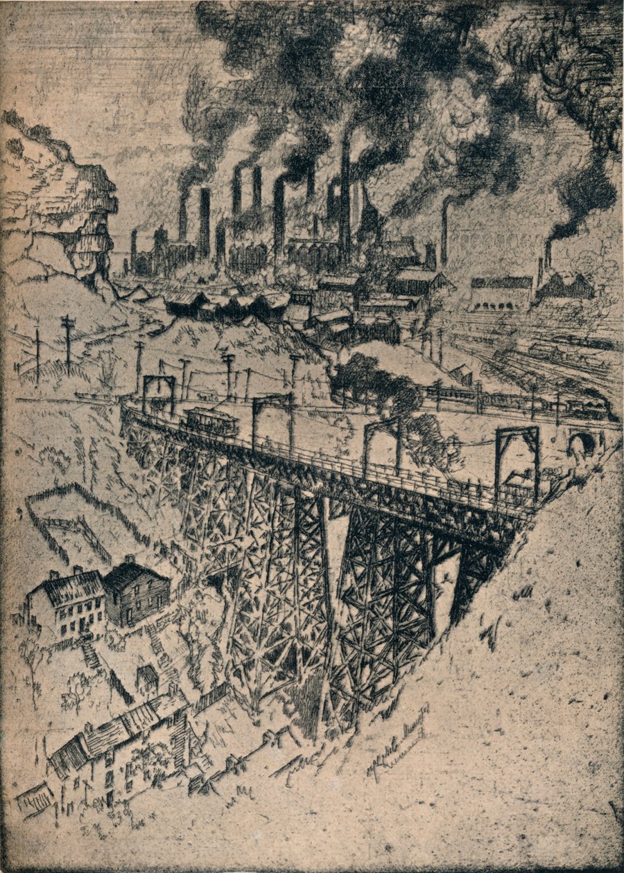Steel-Edgar Thomson Works, 1909 alkotó: Joseph Pennell