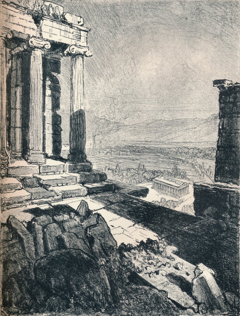 Thészeusz temploma az Akropoliszból, 1913 alkotó: Joseph Pennell
