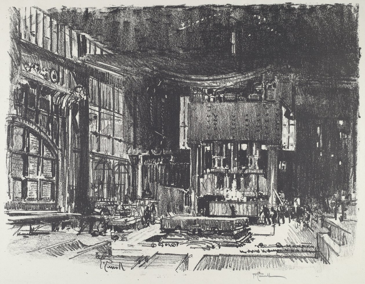 Az akolitusok a hadiisten oltárát készítik, 1916. alkotó: Joseph Pennell