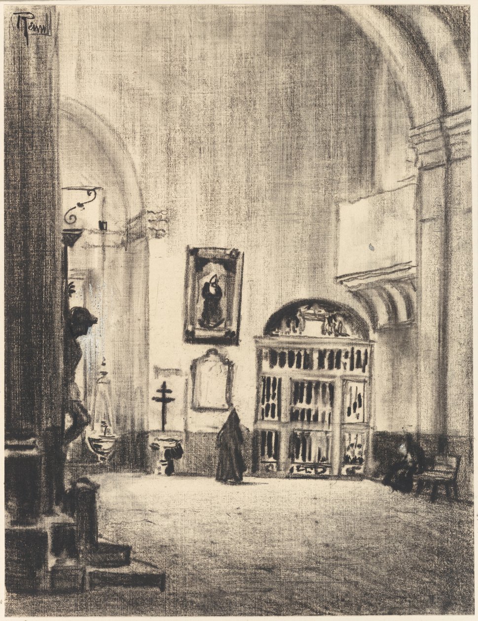 Cervantes keresztelőkútja, Santa Maria la Mayor, Alcalá alkotó: Joseph Pennell