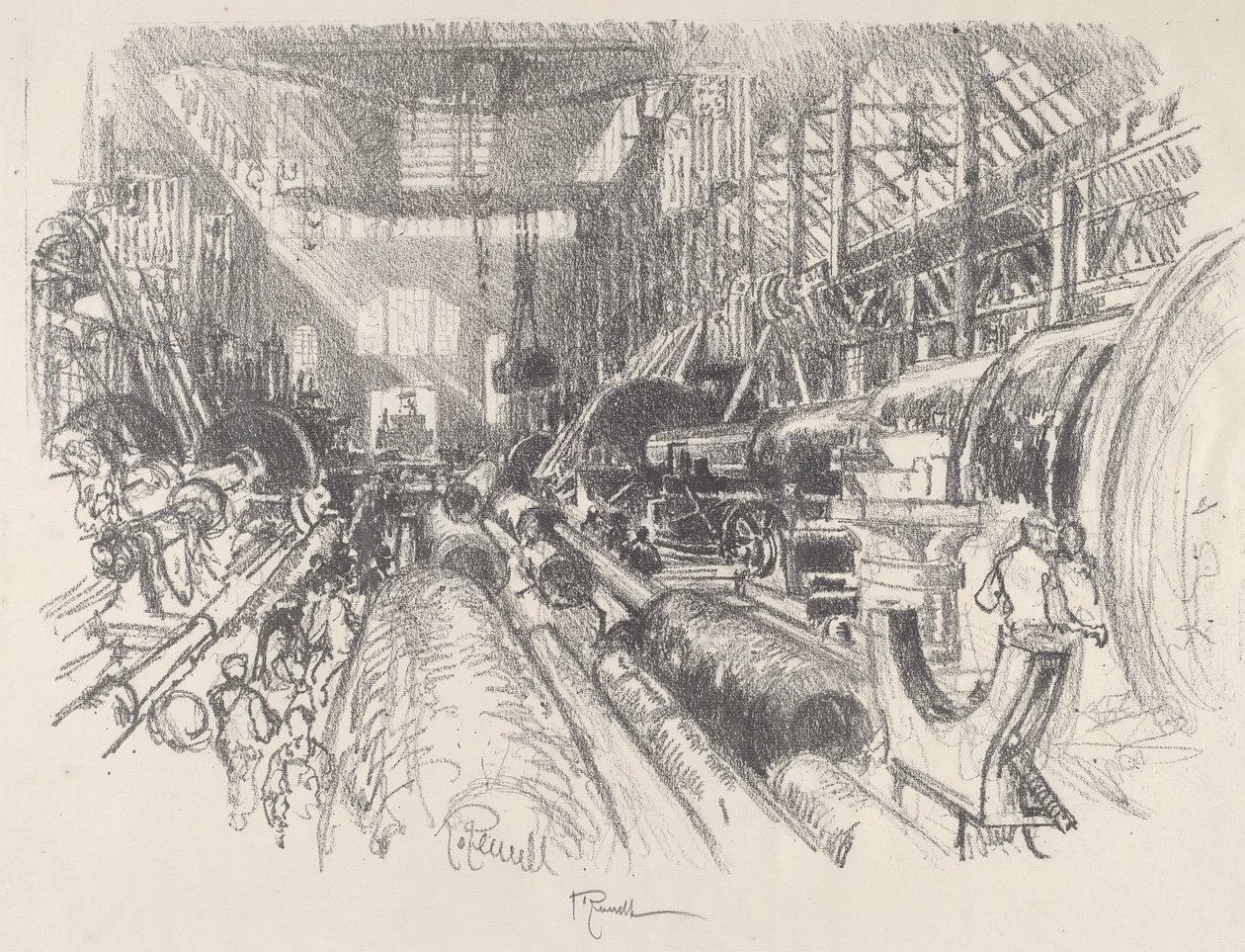 A világ legnagyobb esztergagépe, 1917. alkotó: Joseph Pennell