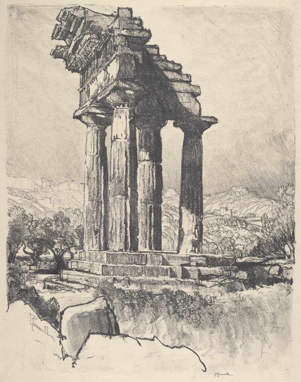 Kasztór és Pollux oszlopai, Girgenti alkotó: Joseph Pennell