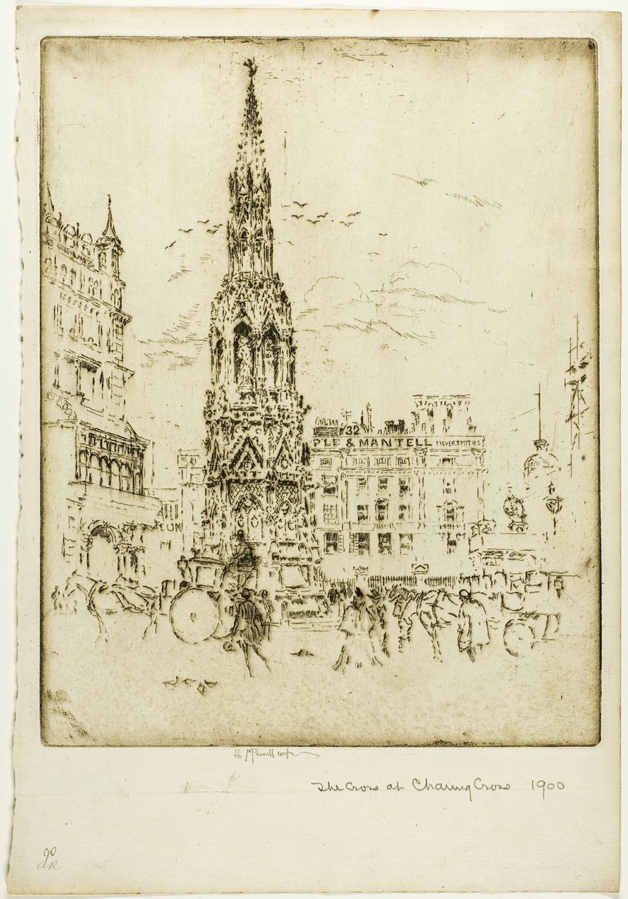 Az Elinor Cross, a Charing Cross pályaudvar előtt alkotó: Joseph Pennell