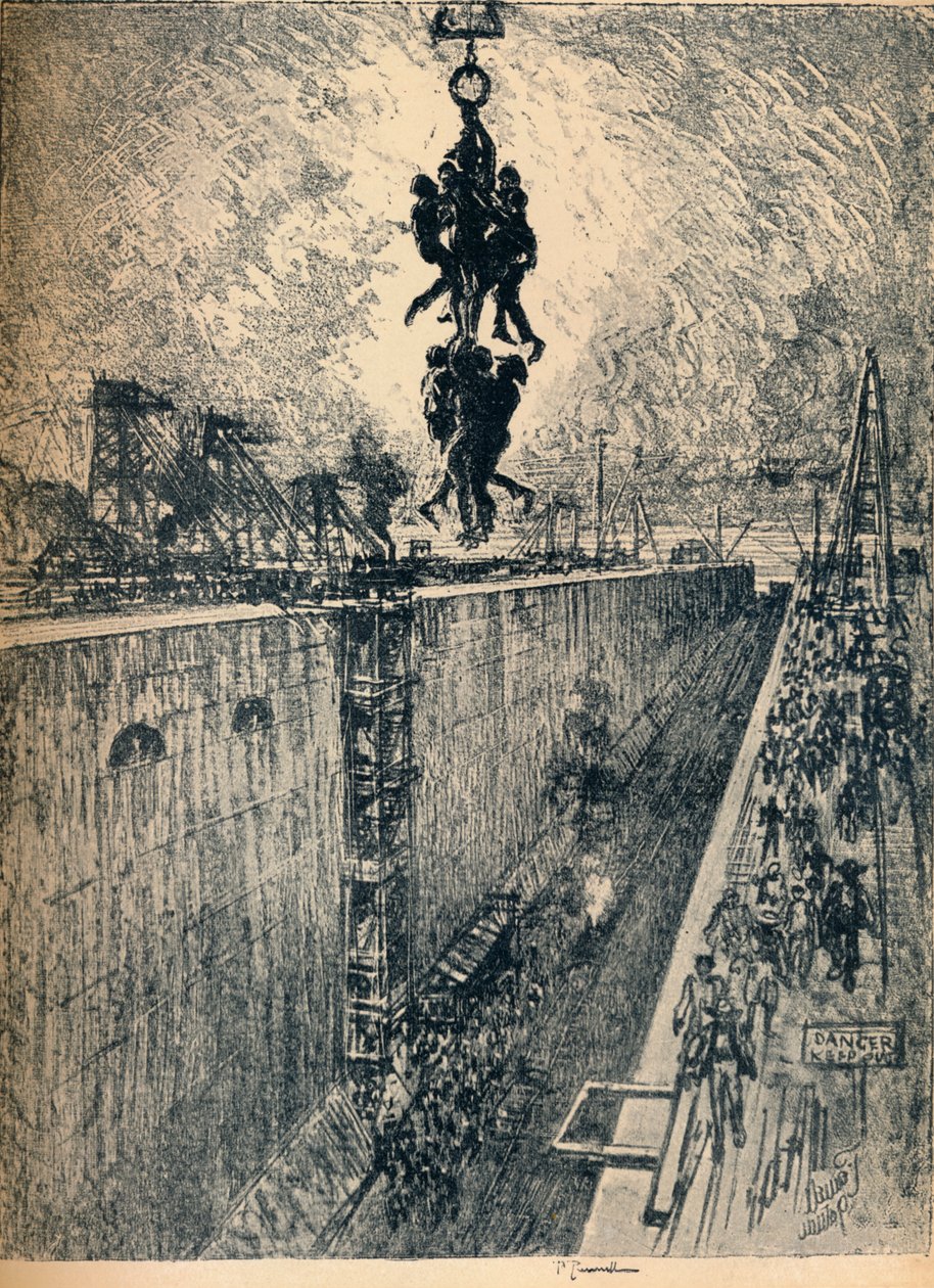A nap vége – Gatun-zár, 1912 alkotó: Joseph Pennell
