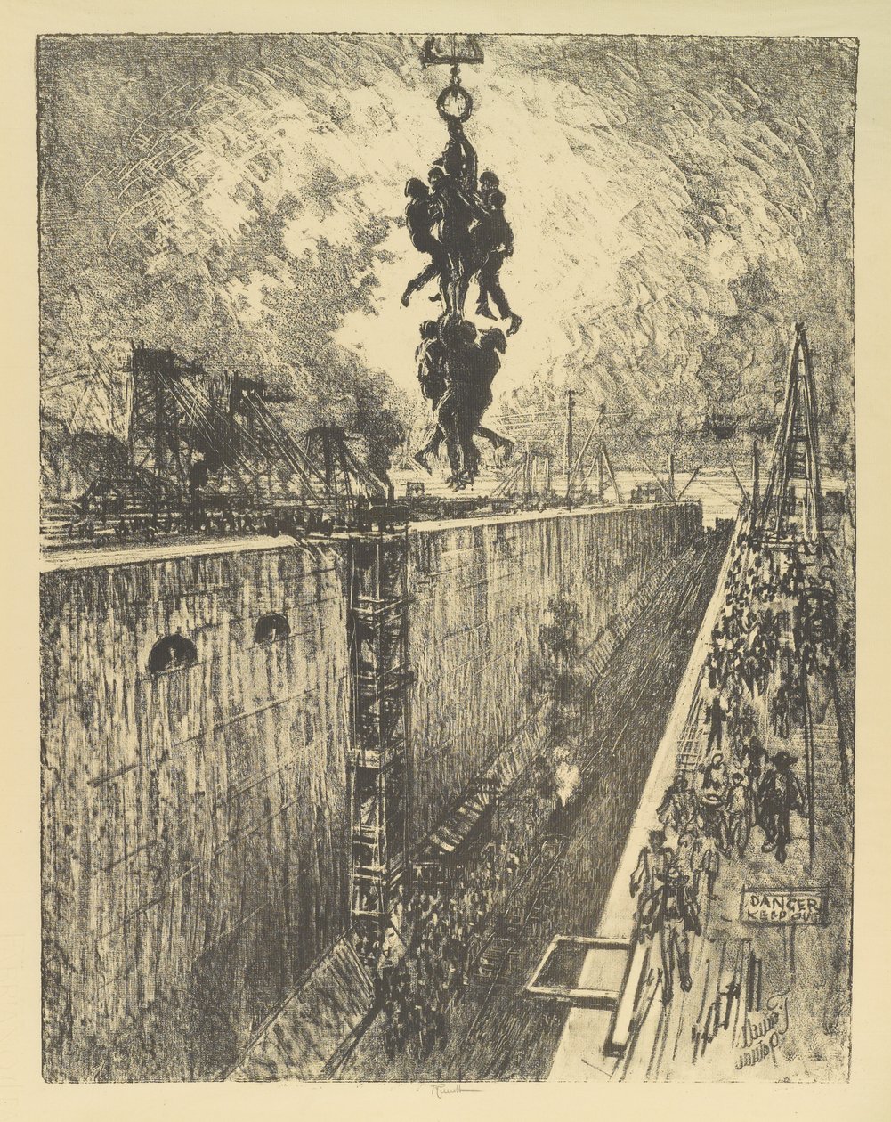 A nap vége, Gatun Lock, 1912 alkotó: Joseph Pennell