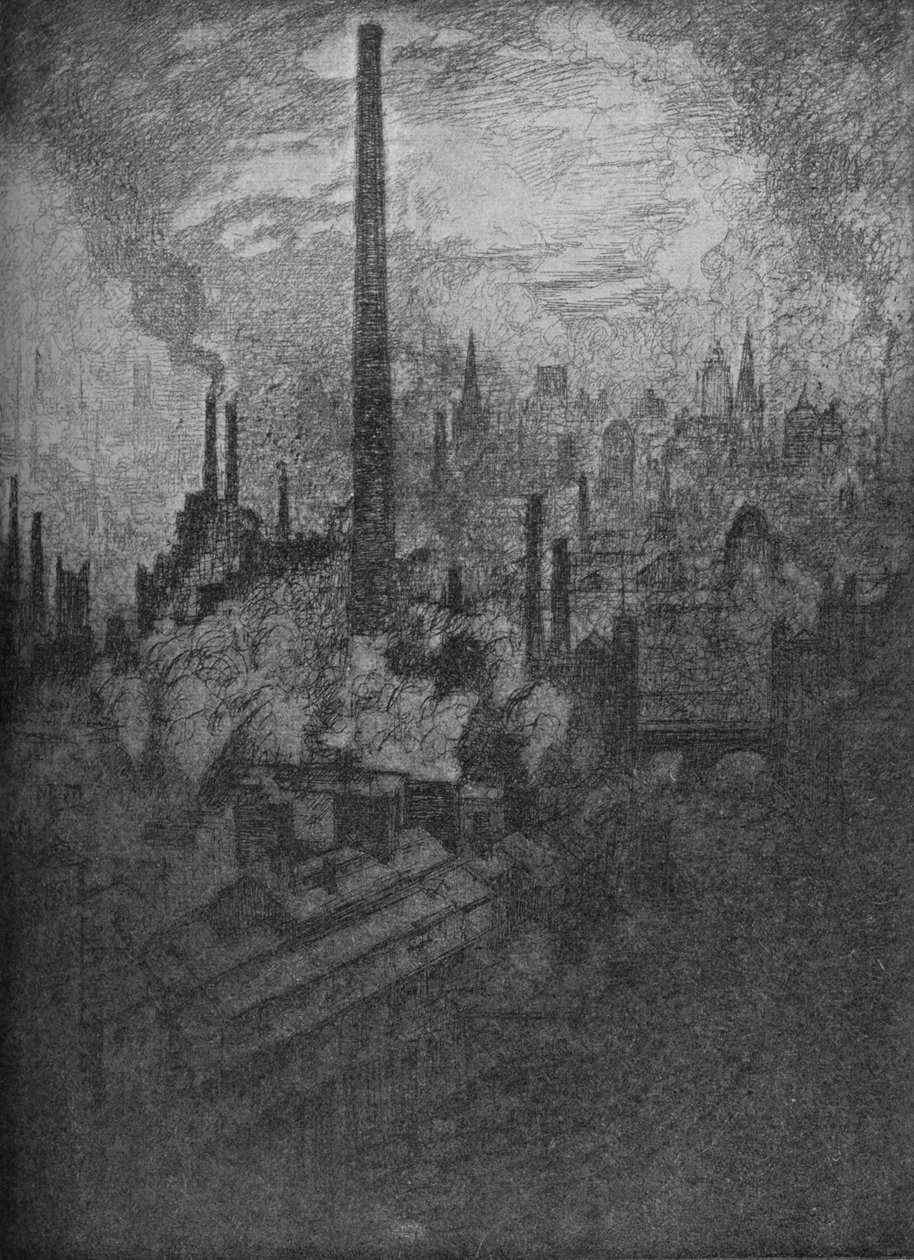 A nagy kémény, Sheffield, 1910 alkotó: Joseph Pennell