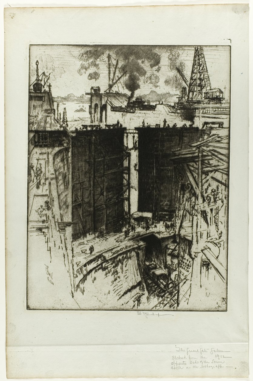Az Őrkapu, Gatun-zsilip, Panama alkotó: Joseph Pennell