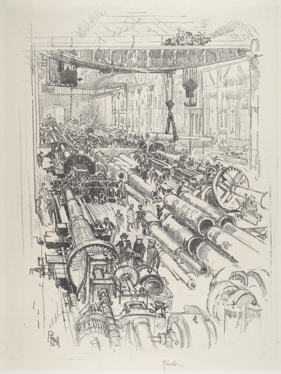 A fegyverbolt, 1916. alkotó: Joseph Pennell